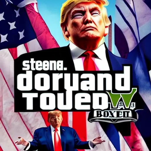 Image similar to donald trump, gta v, cover art by stephen bliss, boxart, loading screen