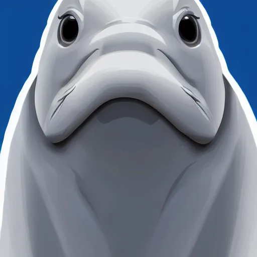 Image similar to An anthropomorphic grey dolphin wearing a white lab-coat, digital painting, close-up