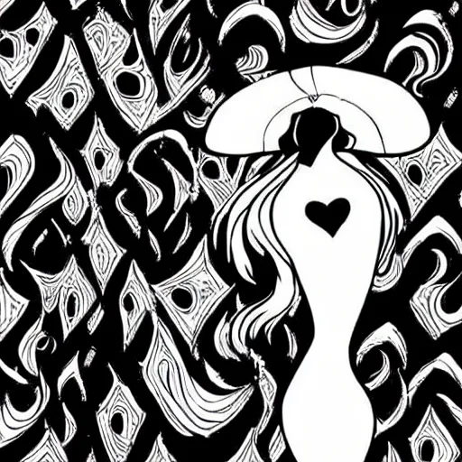 Image similar to black and white illustration, creative bold design, mermaid