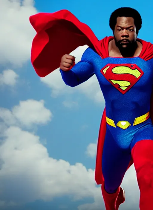 Image similar to film still of Afroman as Superman in Superman, 4k