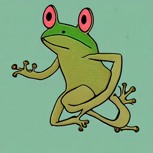 Prompt: frog with a human body