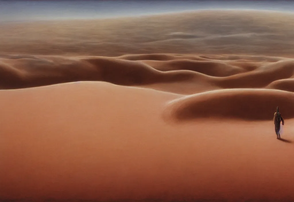 Image similar to Dune, highly detailed, painted by Zdzisław Beksiński and Kojima, 4K