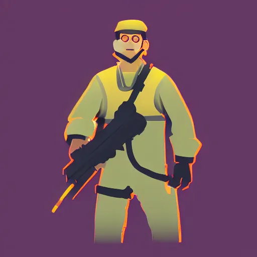 Image similar to a portrait of a half - life 2 team fortress 2 scout video game character art, in retro colors, synthwave style, 2 d digital vector art