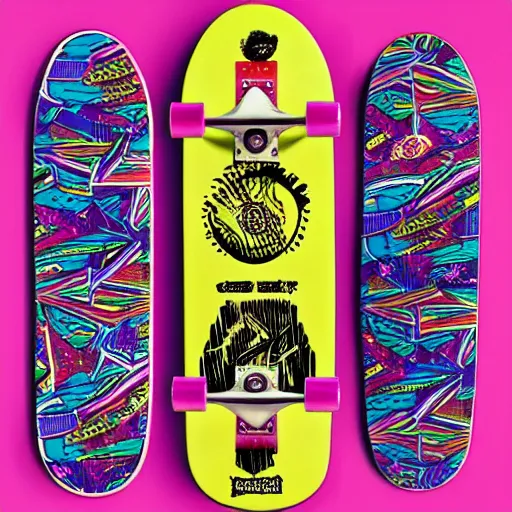 Image similar to 8 0's skateboard culture based psychedelic color combinations