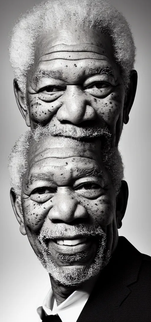 Image similar to phone wallpaper of a photo portrait of morgan freeman, black and white closeup photo