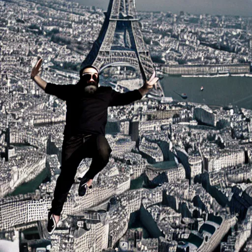 Image similar to keemstar falling from the top of the eiffel tower 3 5 mm