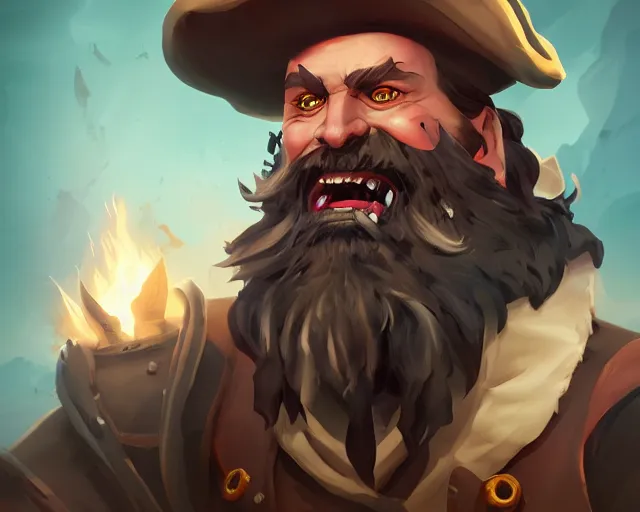 Image similar to sea of thieves character portrait concept art for a ghostly white bearded villain with snarling teeth, cgsociety, trending on artstation, rare ltd,