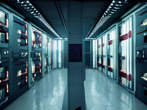 Image similar to high detailed porcelain android with details and decals in sci - fi server room. cinematic, intricate, elegant, by greg rutkowski, conrad roset, takato yomamoto, james jean, rule of thirds, seductive look. octane render from odyssey 2 0 0 1 by stanley kubrick and mendosa