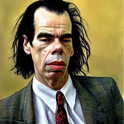 Image similar to high quality high detail painting by lucian freud, hd, nick cave