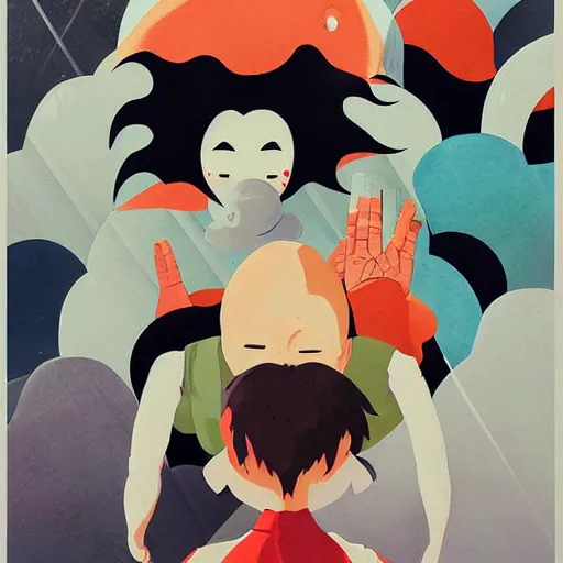 Prompt: Spirited Away Painting by Sachin Teng, asymmetrical, Organic Painting , Matte Painting, geometric shapes, hard edges, graffiti, street art,:2 by Sachin Teng:4