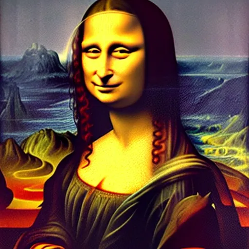 Prompt: The Mona Lisa in the style of Zdzisław Beksiński and H.R. Giger by Zdzisław Beksiński and H.R. Giger, Zdzisław Beksiński and H.R. Giger