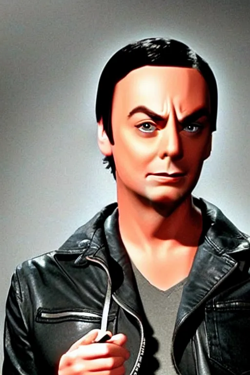 Prompt: sheldon from big bang theory as a greaser