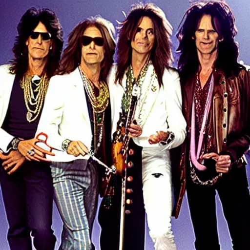 Image similar to the band aerosmith as shrimp