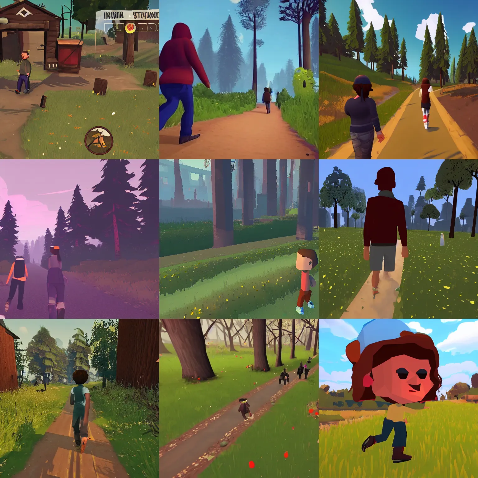 Prompt: typical indie walking simulator, 9 5 on ign