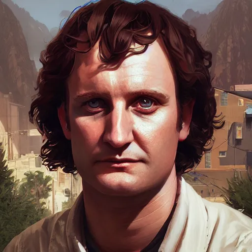 Image similar to highly detailed portrait isaac newton in gta v, stephen bliss, unreal engine, fantasy art by greg rutkowski, loish, rhads, ferdinand knab, makoto shinkai and lois van baarle, ilya kuvshinov, rossdraws, tom bagshaw, global illumination, radiant light, detailed and intricate environment