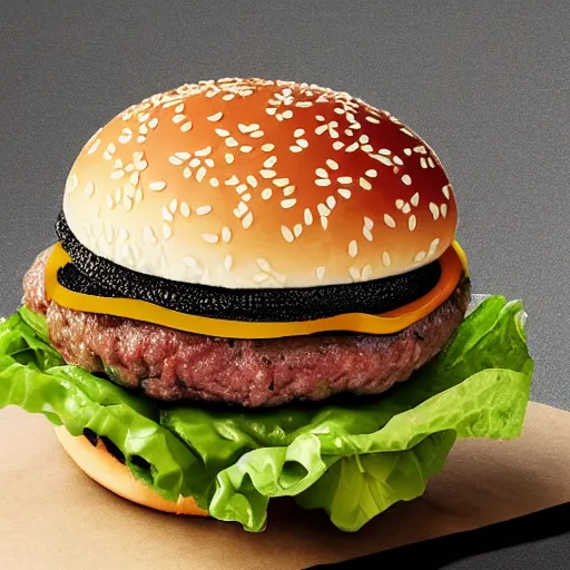 Prompt: a promotional image introducing the new mcoil a oil burger from Mcdonald's