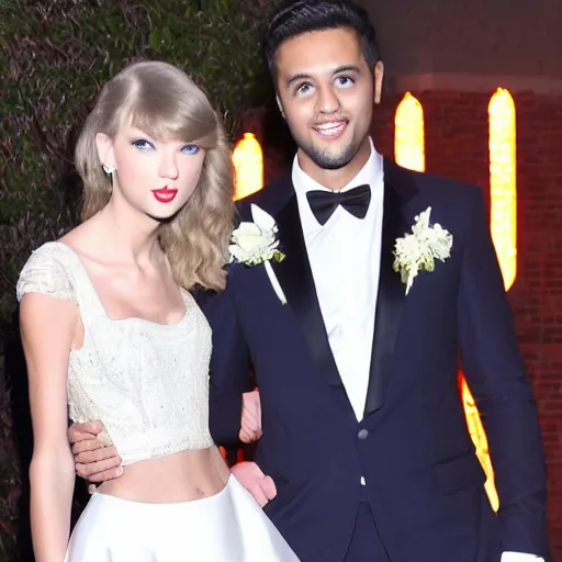 Image similar to Taylor swift marrying joe alwin in the moon