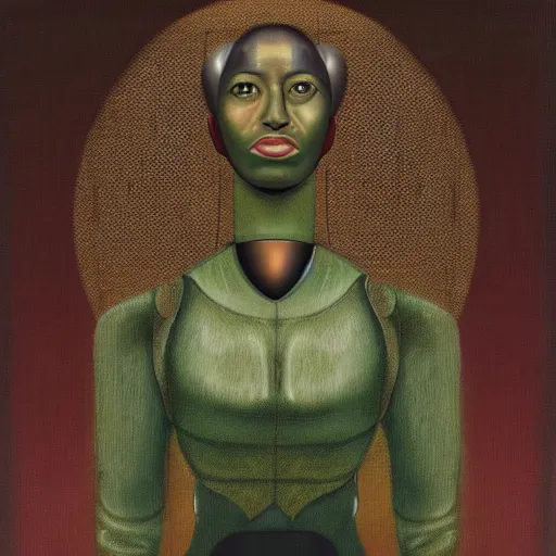 Image similar to a portrait of a female android by sonia boyce