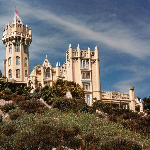 Image similar to Hearst Castle as a tiny home. Photographed with Leica Summilux-M 24 mm lens, ISO 100, f/8, Portra 400