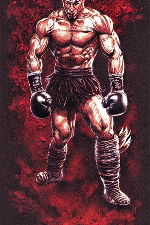 Image similar to extreme long shot. 8 bit nes graphics. antropomorphic muscular masculine wolf. kickboxer fighter, in shorts. wolf head. fine details, art from nes game cartridge, marc simonetti and hermann nitsch