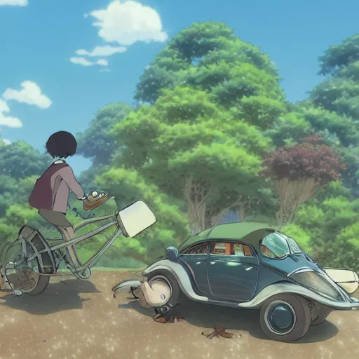 Prompt: A Toad riding beetle by Dice Tsutsumi, Makoto Shinkai, Studio Ghibli