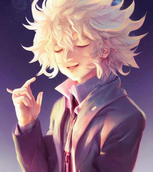 Image similar to ! dream nagito komaeda having a peaceful evening, art by stanley lau, artgerm, rossdraws, ross tran, sakimichan, cyarine, beautiful art
