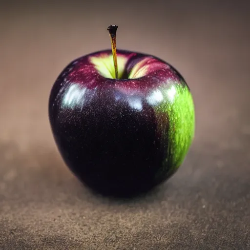 Prompt: black apple, photo, detailed, 4k