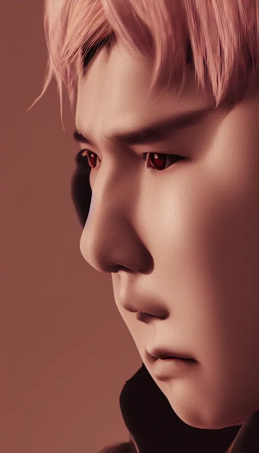 Image similar to :a PHOTOGRAPH portrait of YOONGI by Valentina Remenar+UNREAL ENGINE 5+4K UHD IMAGE+Stunning LIGHTING+Stunning SHADERS+SUBSTANCE PAINTER