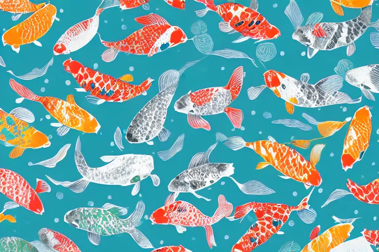 Image similar to a wrapping paper patter with koi fish print, illustration