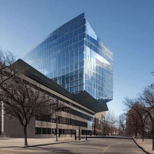 Prompt: Columbia College in Chicago as designed by Zaha Hadid