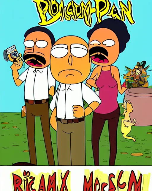 Prompt: magnum p. i. in the style of rick and morty