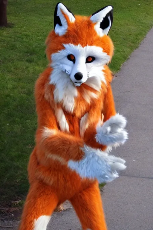 Image similar to an anthropomorphic fox, fursuit!!!!, cosplay