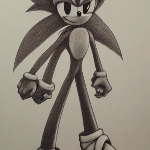 Image similar to pencil sketch of sonic from sonic heroes