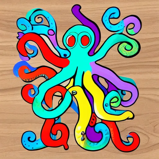 Image similar to colorful octopus playing pieces for a tabletop game