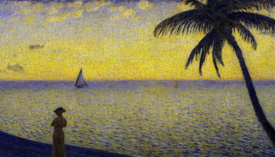 Image similar to a ultradetailed beautiful painting of the night sky of the amazonas golden white palace balustrade designed by jules bastien - lepage, tarsila do amaral, frank weston and gustave baumann, beach, trending on artstation, mediterranean, palm trees, sharp focus, sail boats, soft light, 8 k 4 k