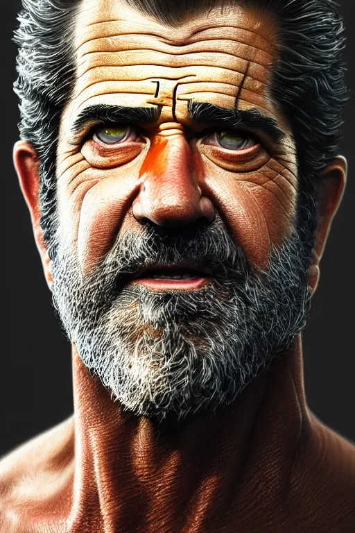 Image similar to ultra detailed close up facial portrait of mel gibson, extremely detailed digital painting, in the style of fenghua zhong and ruan jia and jeremy lipking and peter mohrbacher, mystical colors, rim light, beautiful lighting, 8 k, stunning scene, raytracing, octane, trending on artstation