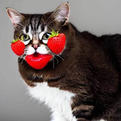 Image similar to A cat with the texture of a strawberry