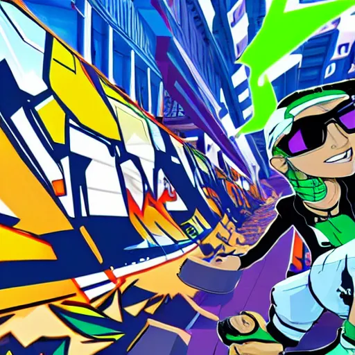 Image similar to jet se radio future, bomb rush cyberfunk, jet set radio sequel, cel - shading, unreal engine 5