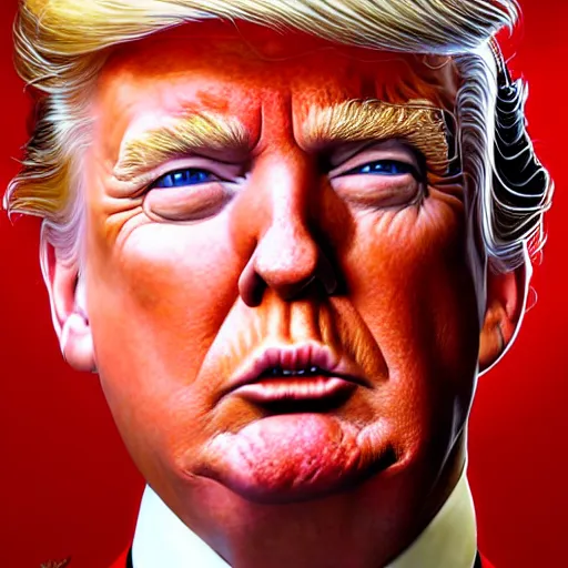 Image similar to epic portrait of donald trump, detailed, digital painting, artstation, concept art, donato giancola, joseph christian leyendecker, wlop, boris vallejo, breathtaking, high details, extremely detailed, sincere face, establishing shot, artistic, hyper realistic, beautiful face, octane render