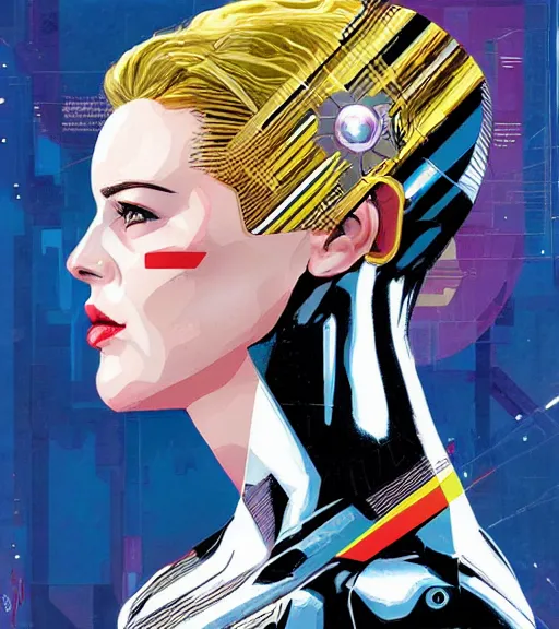 Image similar to portrait of a female android, by MARVEL comics and Sandra Chevrier