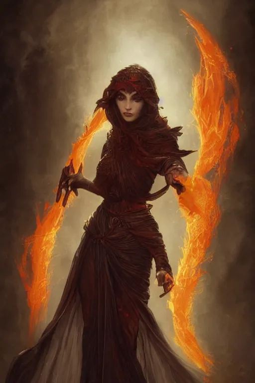 Image similar to fire sorceress, in the style of greg rutkowski, symetrical,oryantalist, photo realistic, 8k, epic, ultra detailed, by Gustave Doré, by Marco Turini, by Artgerm, Deviantart in the style of Tom Bagshaw, Cedric Peyravernay, Peter Mohrbacher by William-Adolphe Bouguereau, by frank frazetta, symetrical features, joyful