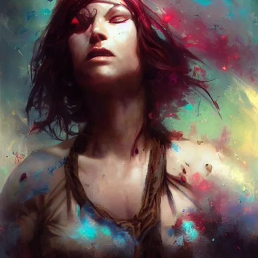 Prompt: she seeks sanctuary by raymond swanland, highly detailed, bright tones