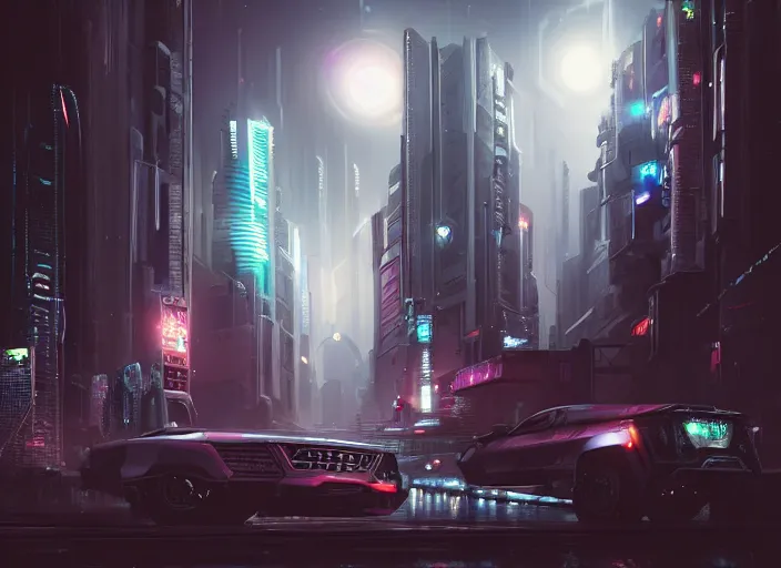 Image similar to cyberpunk scifi scene of paris at night, scifi drone, artstation, matt painting, very detailed, maximalism, ambient occlusion, volumetric light, atmospheric haze, unreal engine, hyper realism, realistic shading, cinematic composition, realistic render, octane render, detailed textures, photorealistic, wide shot