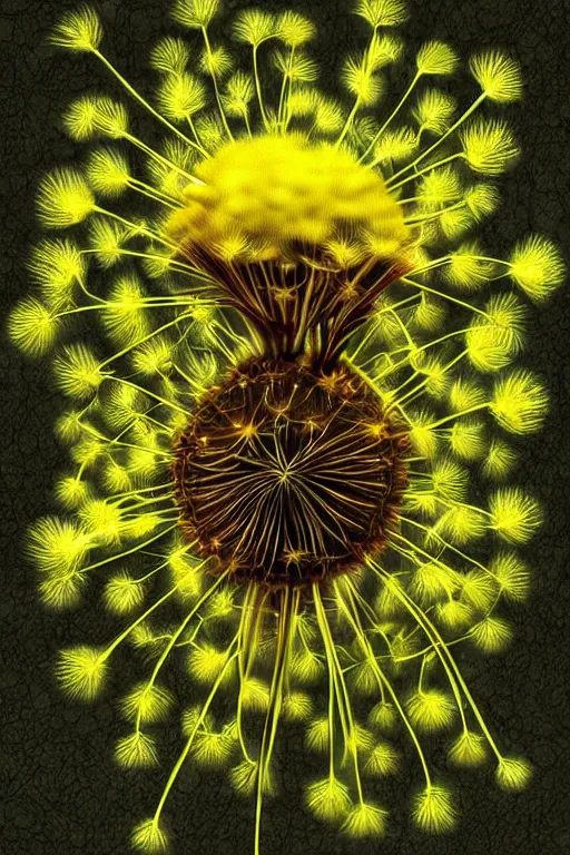 Image similar to an alien dandelion hybrid, highly detailed, digital art, sharp focus, trending on art station, anime art style