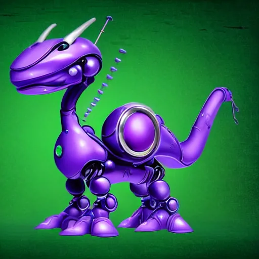 Image similar to very cute small purple robototechnic dragon with well-designed head and four legs, Disney, digital art