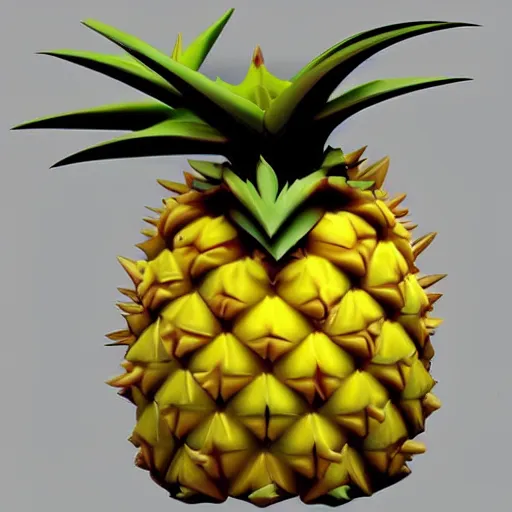 Prompt: a pokemon that looks like a pineapple, pineapple with open mouth ， trending on art station. unreal engine.