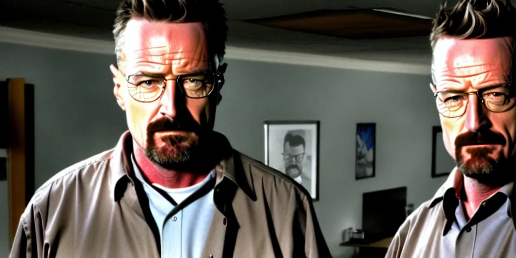 Image similar to Matthew Perry as Walter White on on the set of Breaking Bad, 90mm