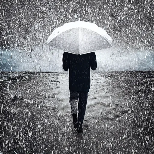 Image similar to A man trying to walk forward during a storm made of money, digital art