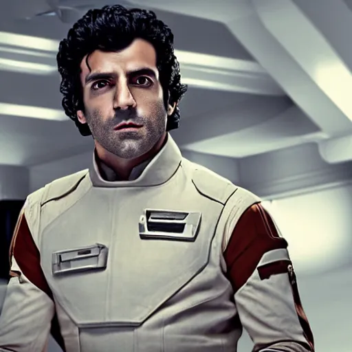 Image similar to cinematic portrait of poe dameron, 2 4 mm lens, accurate, photoreal