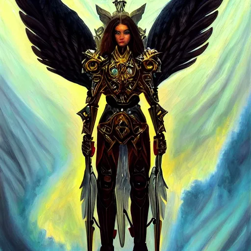 Image similar to portrait painting of a fallen angel paladin, sharp focus, high symmetry, award - winning, trending on artstation, masterpiece, highly detailed, intricate. art by terese nielsen